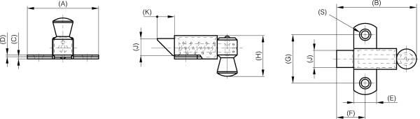 Concealed springloaded latches - bolt nose-up