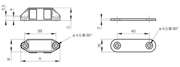 Screw-on magnetic catches with counterplate - force 4 kg - high temperature resistance