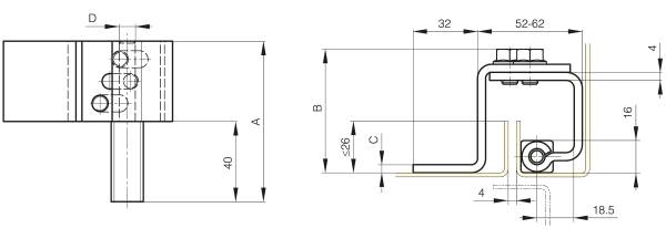 Fiches invisibles renforcées avec carré de 16 pour porte épaisseur maxi 26 mm - ouverture 90°