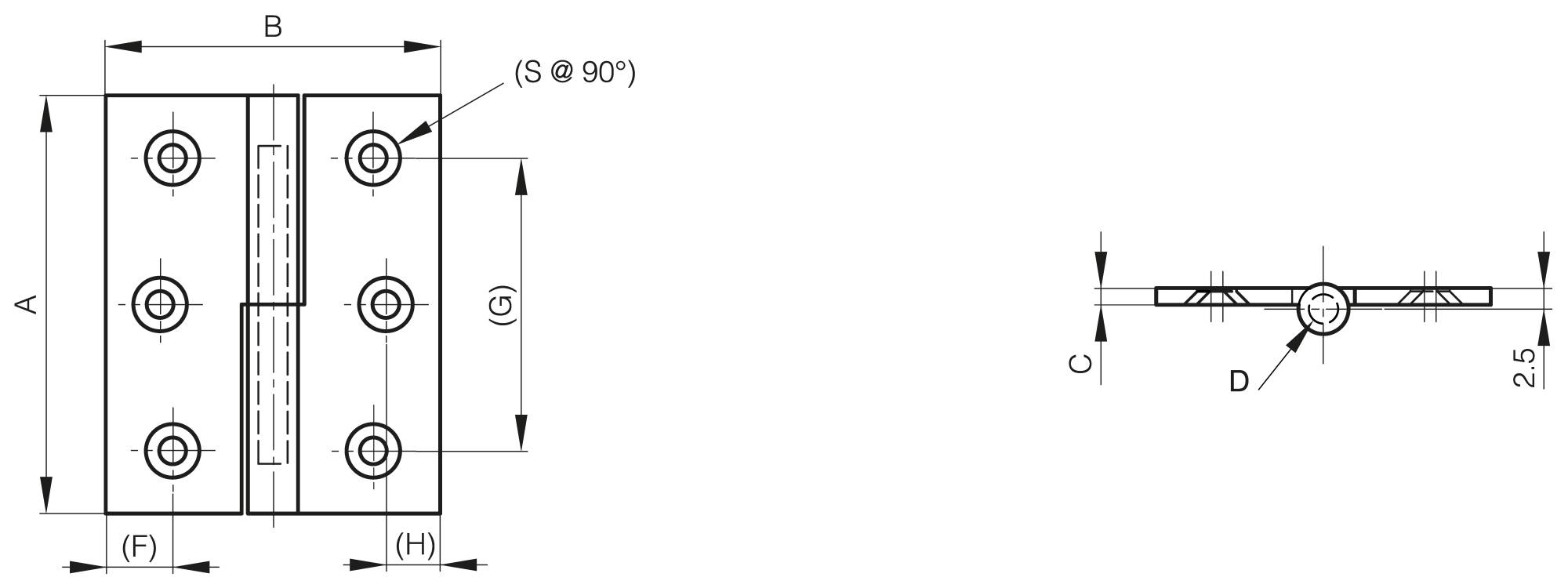 Fitschbänder aus Messing 6 Löcher