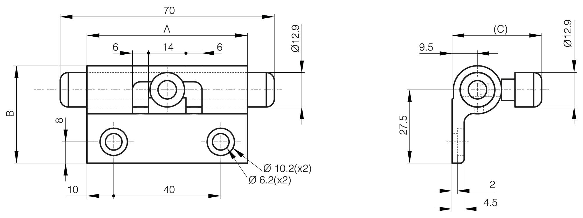 Barrel bolt in aluminium