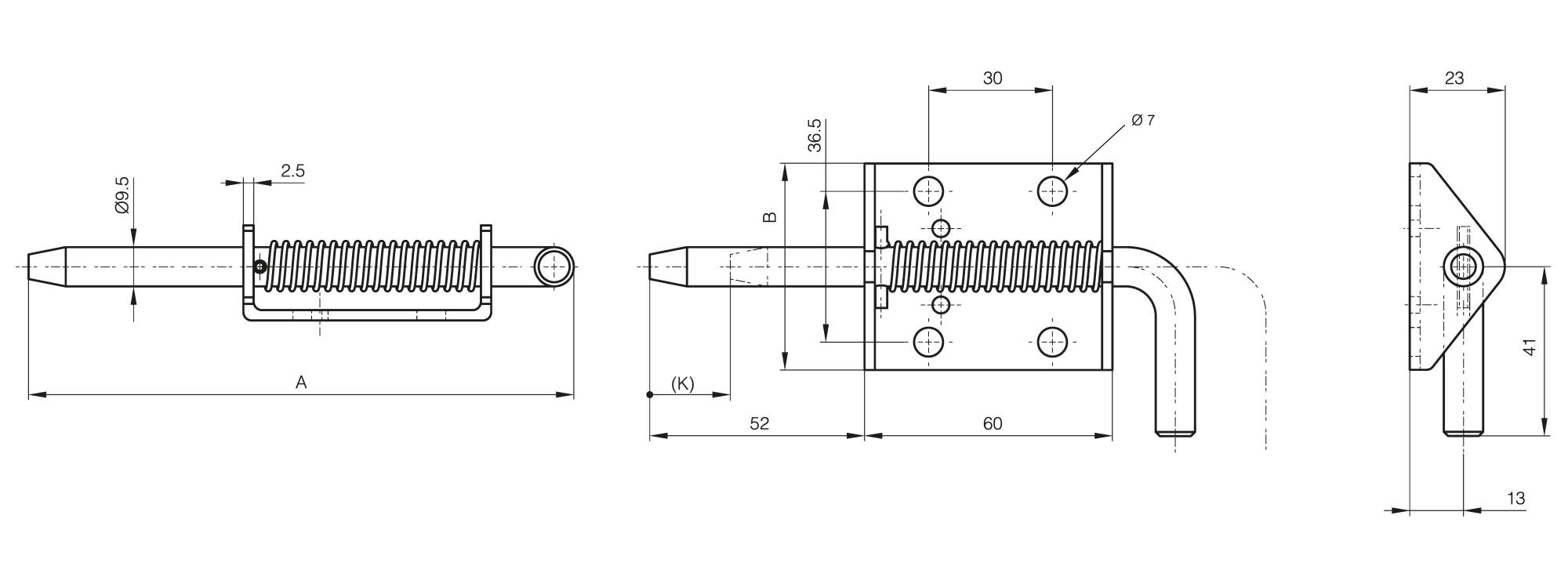 Springloaded bolt