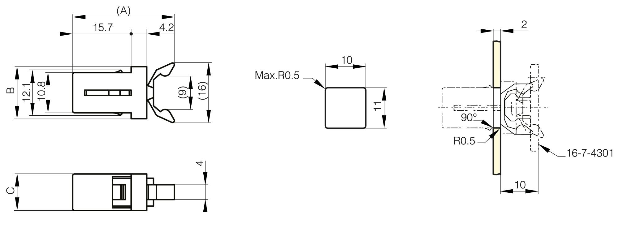 Touch latch - Snap-in installation