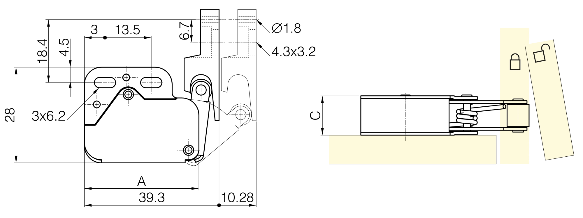 Verschluss mit Druckentriegelung aus Stahl