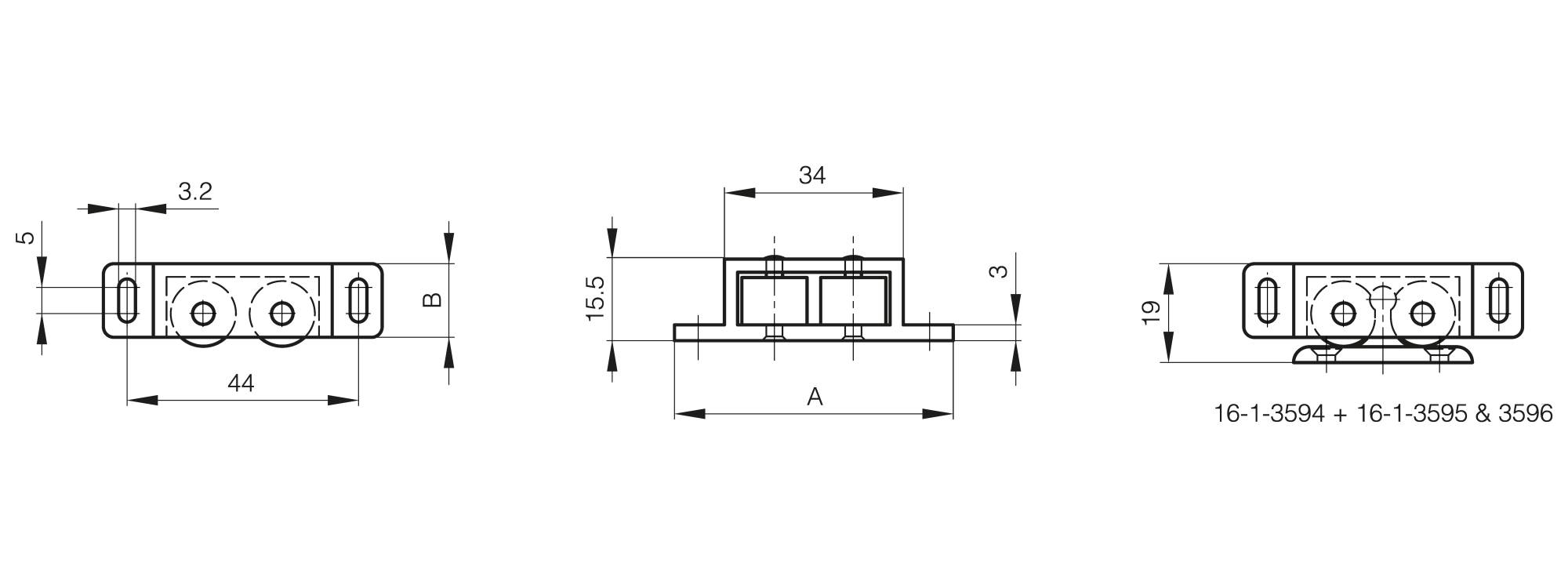 Roller catch without counterplate