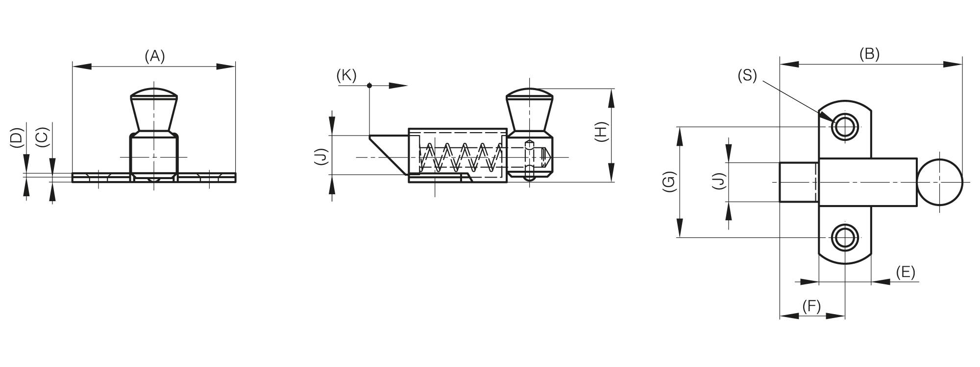 Springloaded latches - bolt nose-up