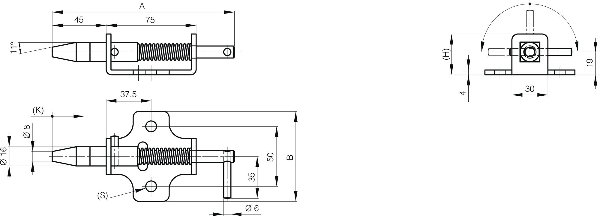 Springloaded bolt with locking system A