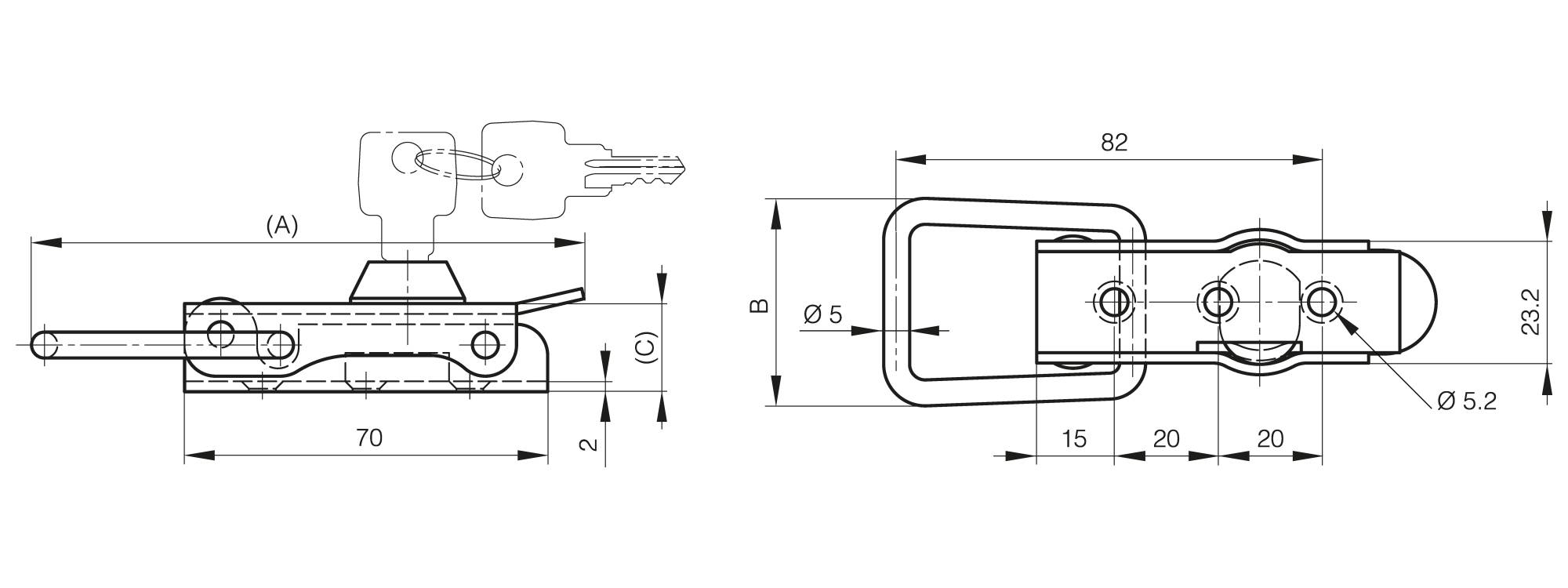 Lockable toggle latch without strike