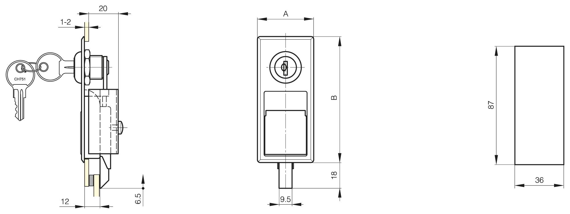 Klappgriff 41 x 92 mm