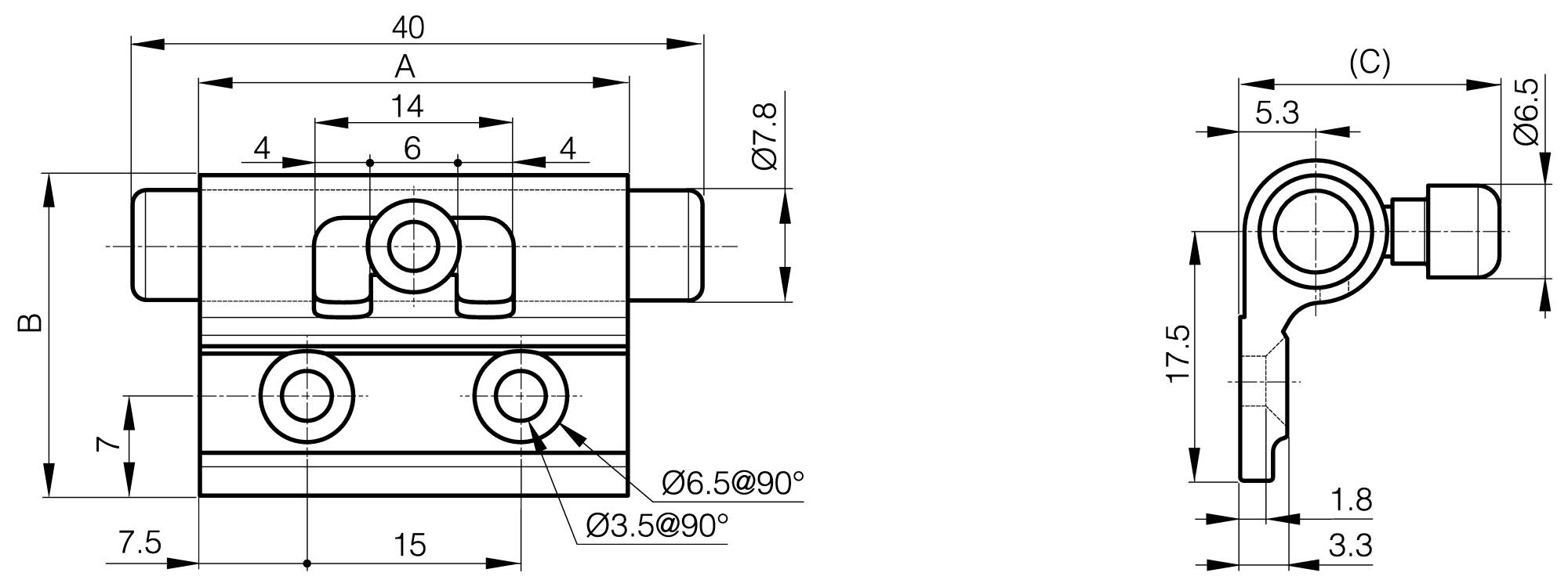 Barrel bolt in aluminium - small dimension