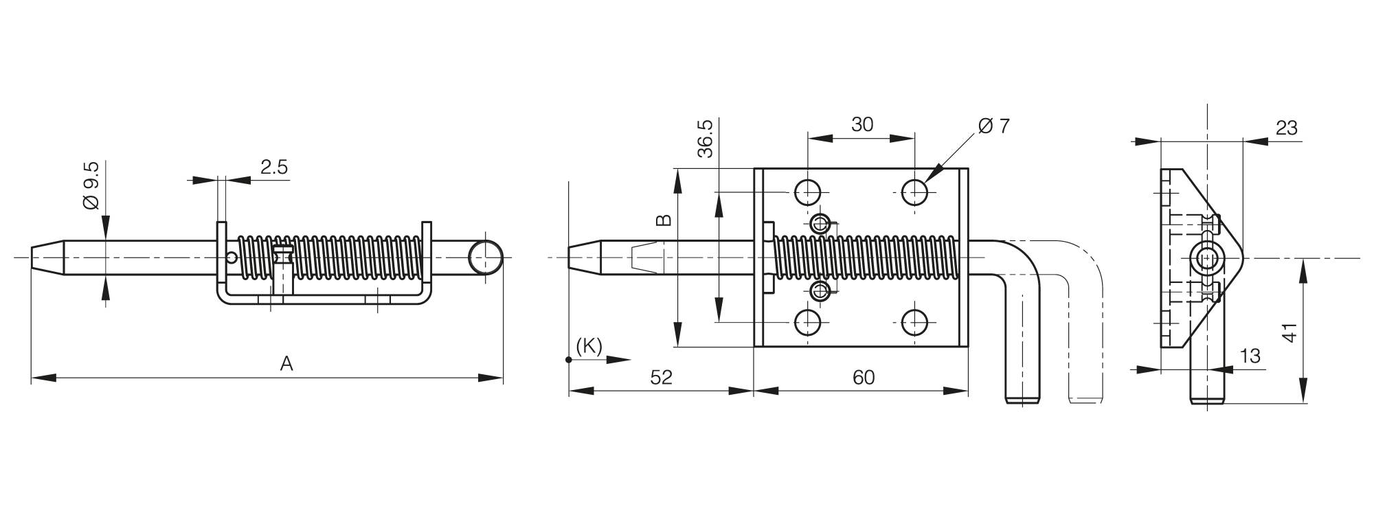 Springloaded bolt with locking system B