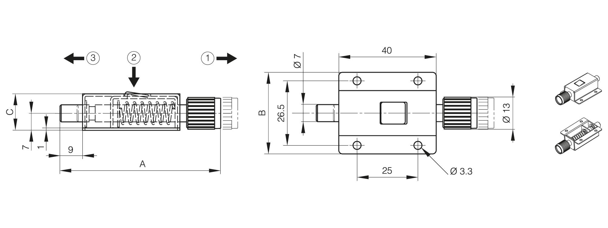 Push barrel bolt