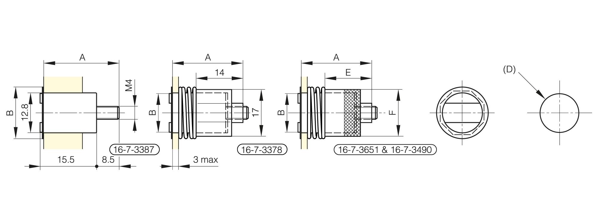Flush compact catch without counterplate - high temperature resistance