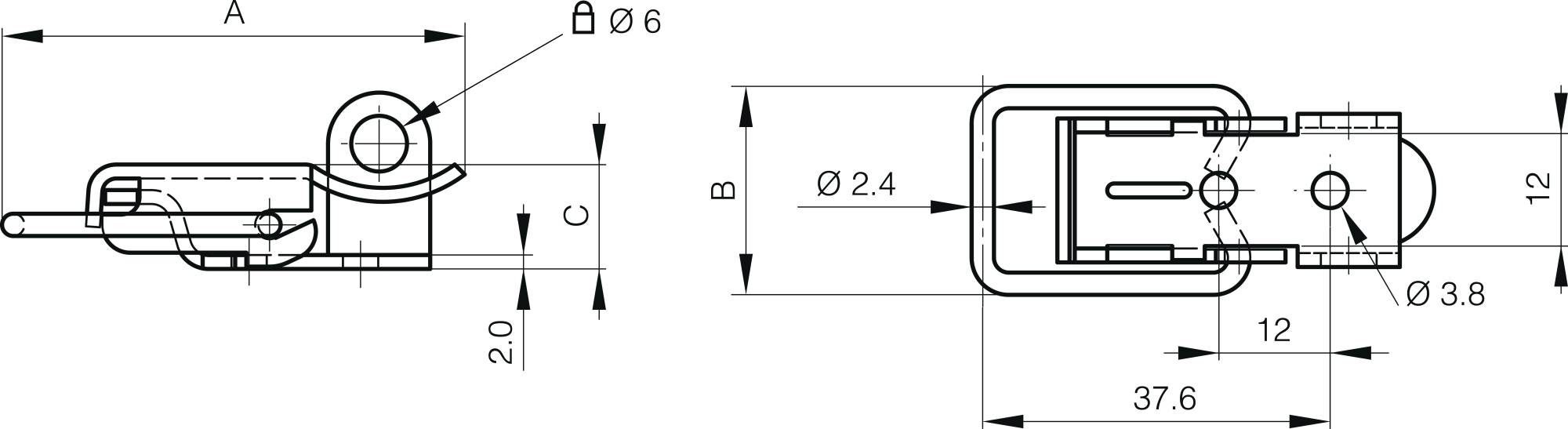 Padlockable toggle latches - 49 mm