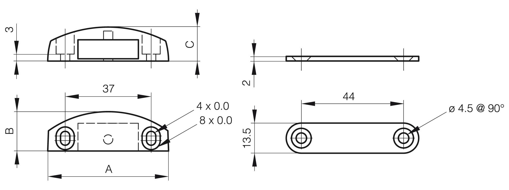 Screw-on magnetic catch with counterplate - force 4 kg