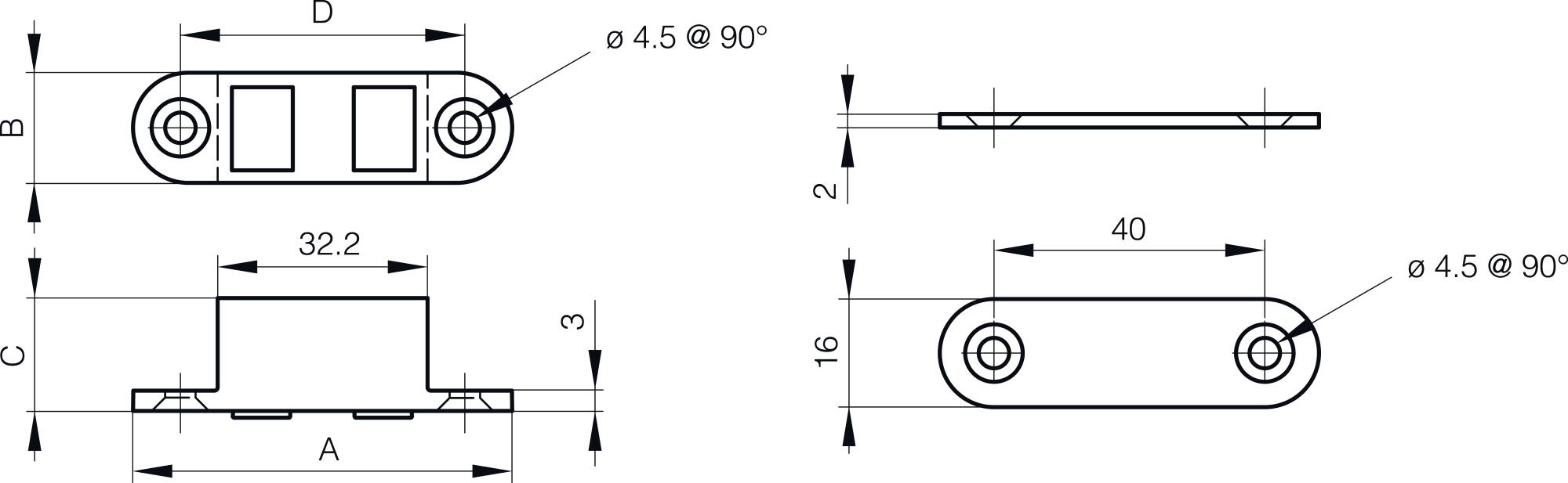 Flush magnet with high temperature resistance - force 4 kg