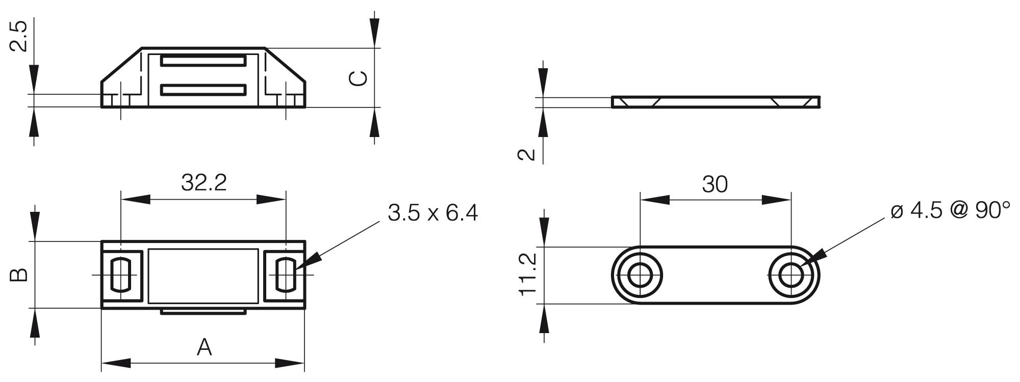 Screw-on magnetic catch with counterplate - force 3 kg