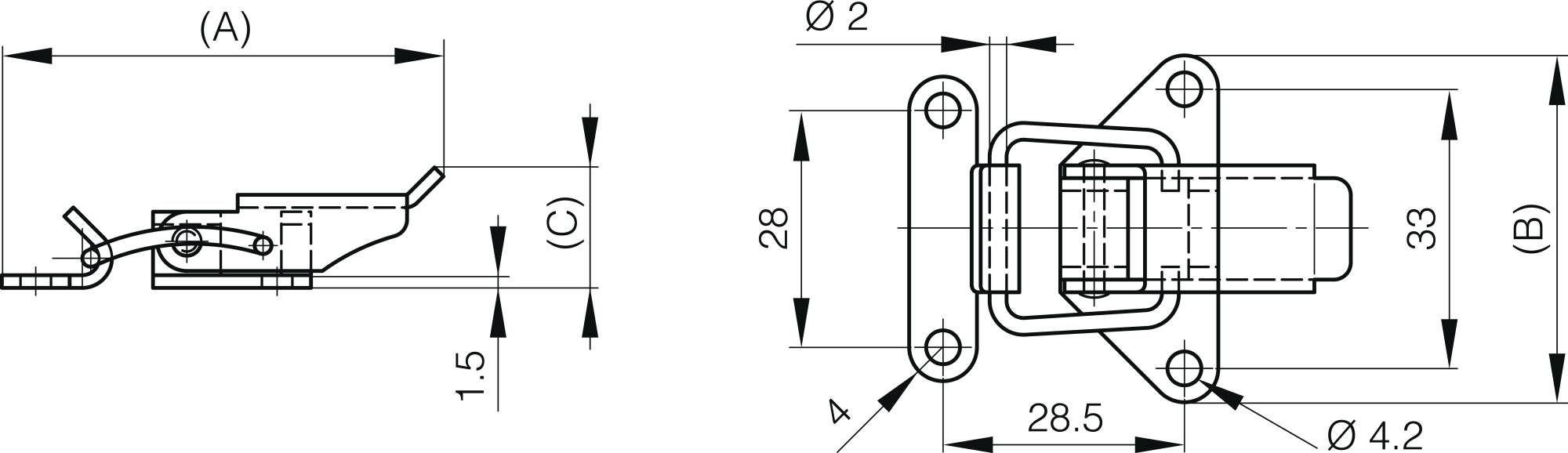 Toggle latches with strike - 52 mm