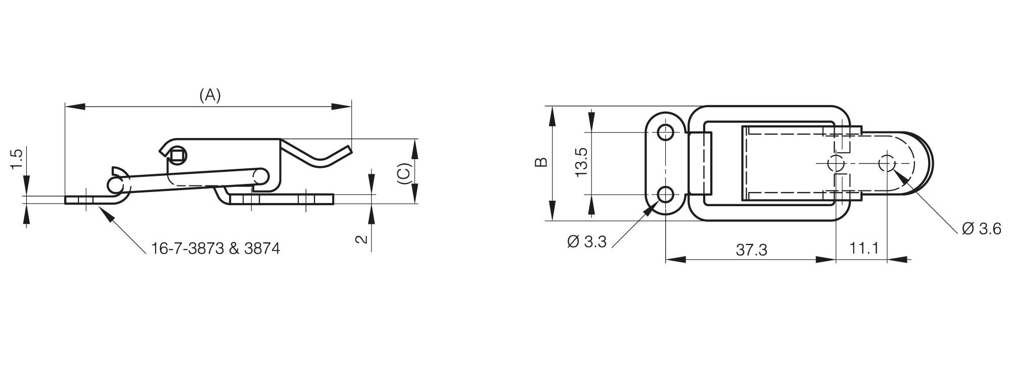 Strikes for part numbers 16-7-3875 and 16-7-3876