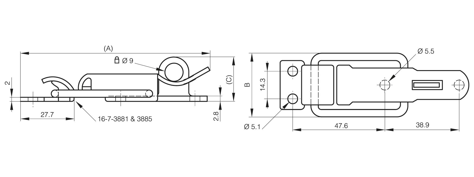 Padlockable toggle latches - 97.6 mm