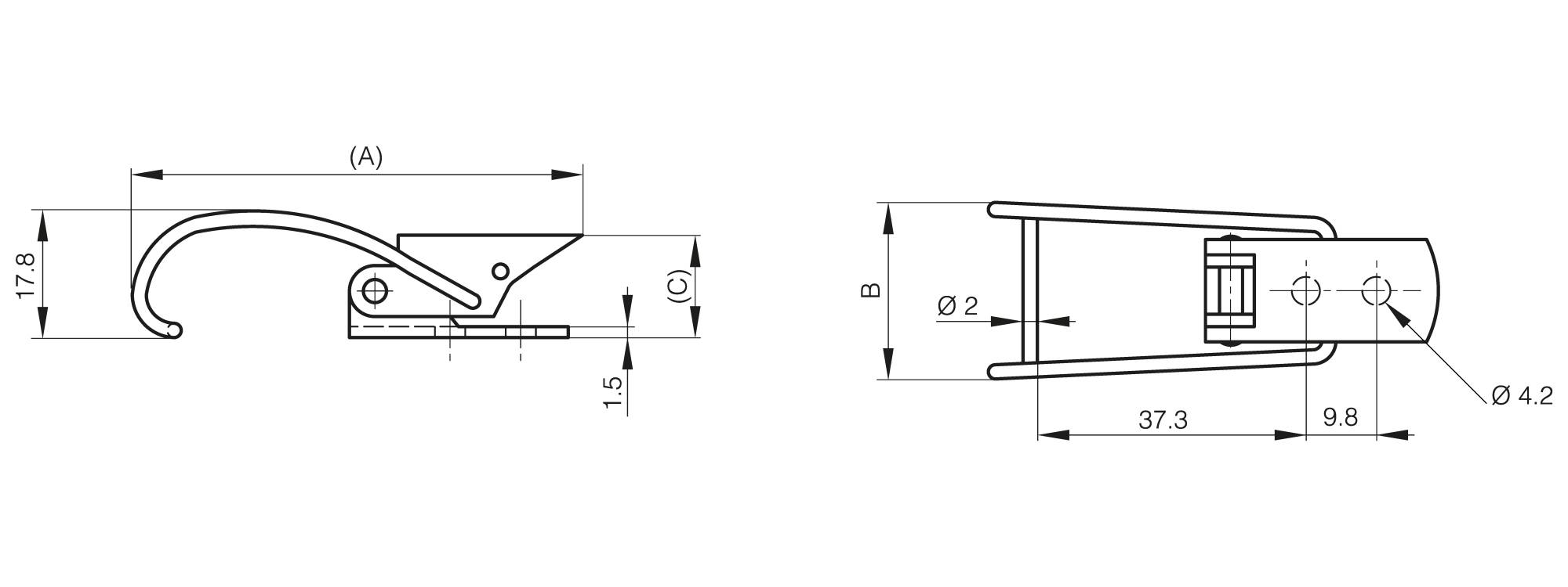 Verschluss ohne Schließblech 62.5 mm A