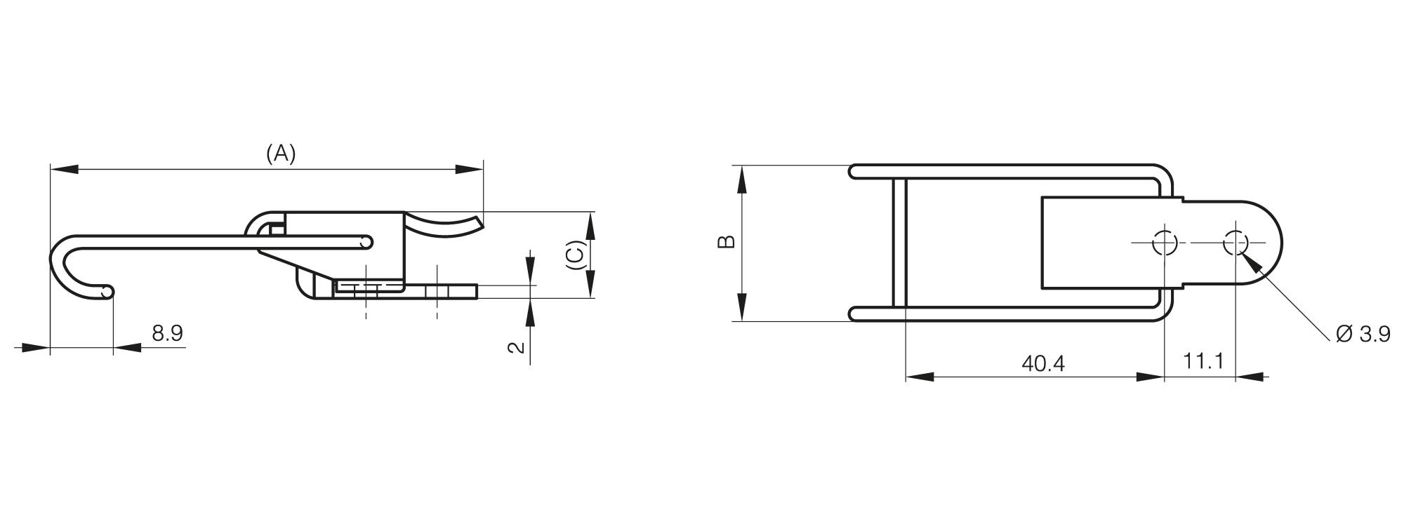 Toggle latches without strike - 67.6 mm