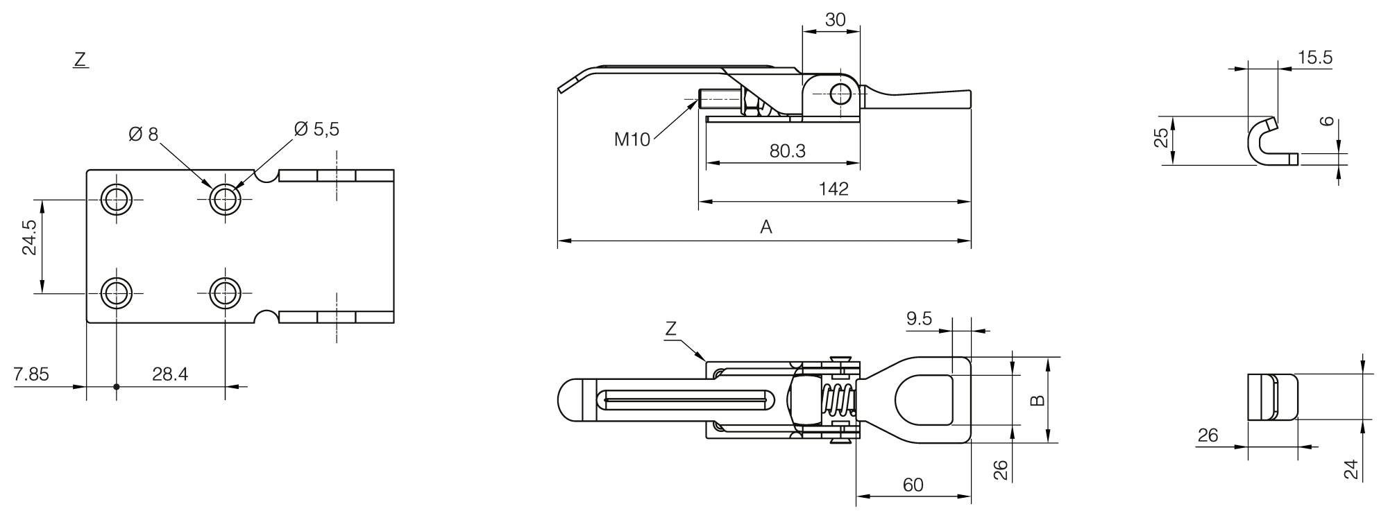 Heavy duty toggle latch with strike