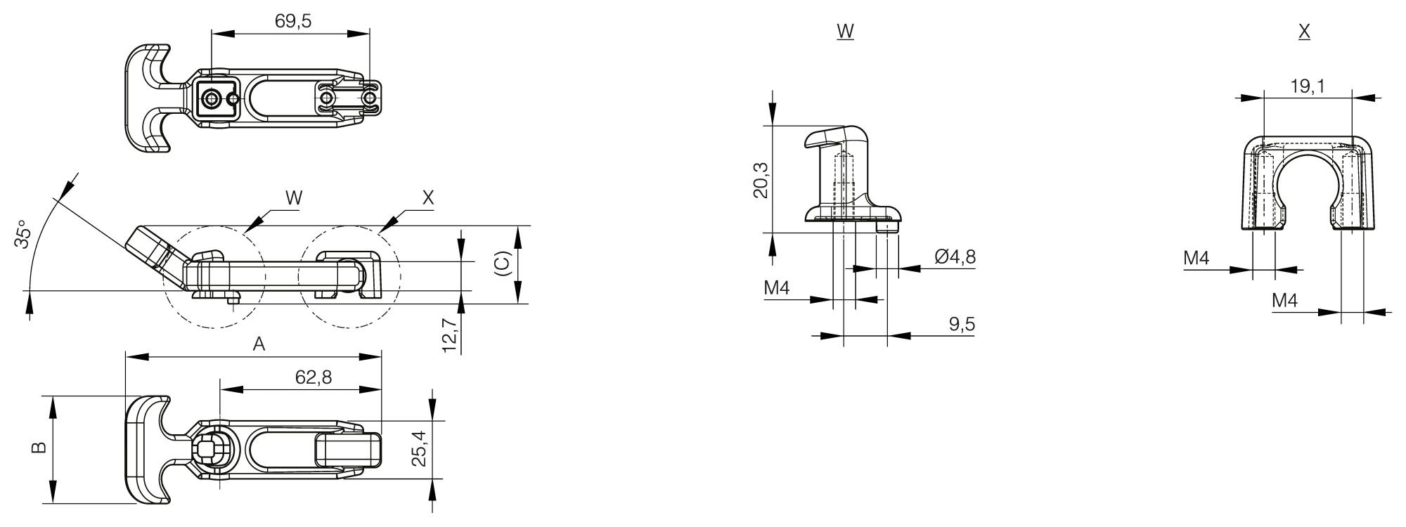 Flexible T-handle latch