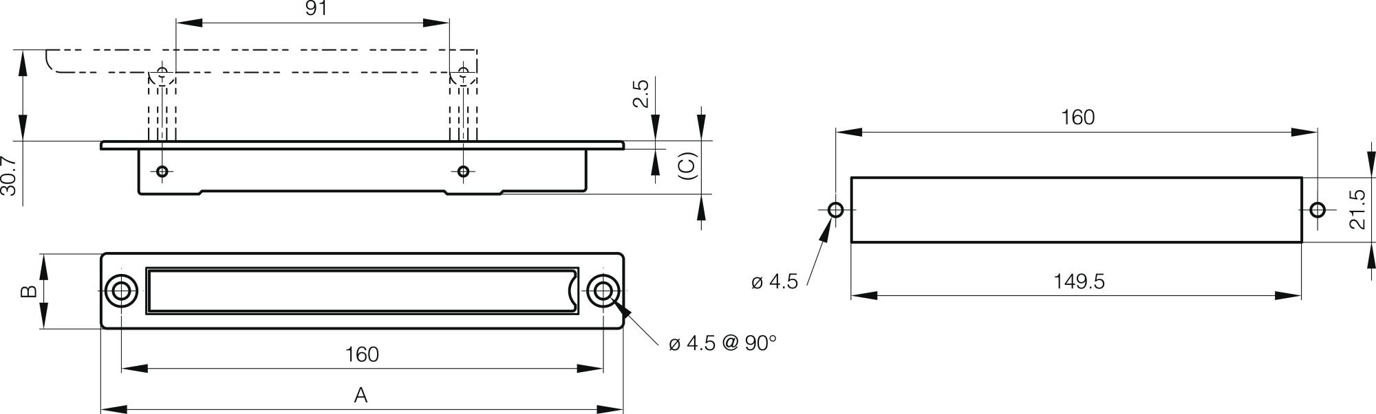 Versenkte einklappbare Griffe aus Kunstoff