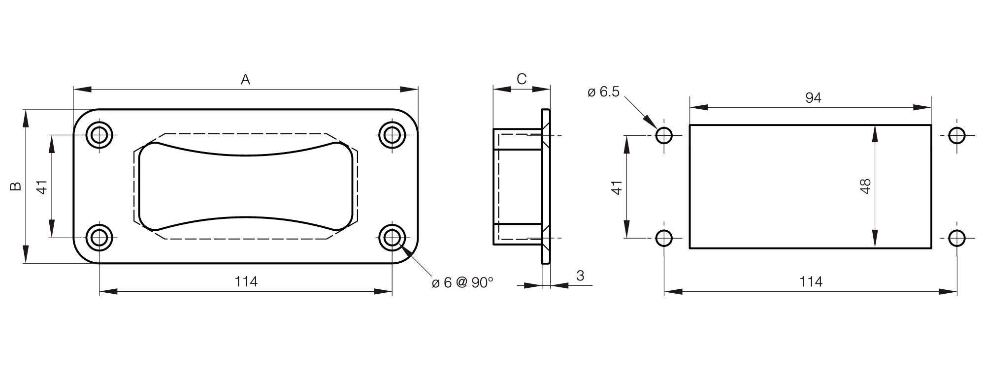 Screw-on recessed grab handle