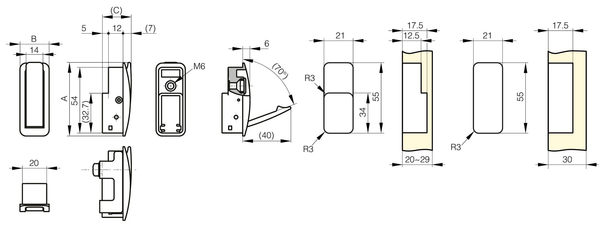 Soft closing recessed hook