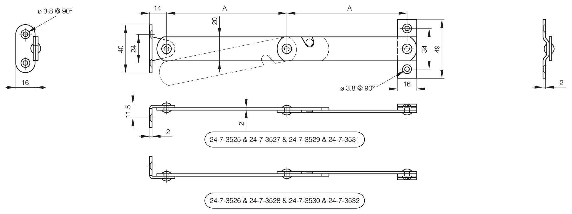 Zinc plated stays