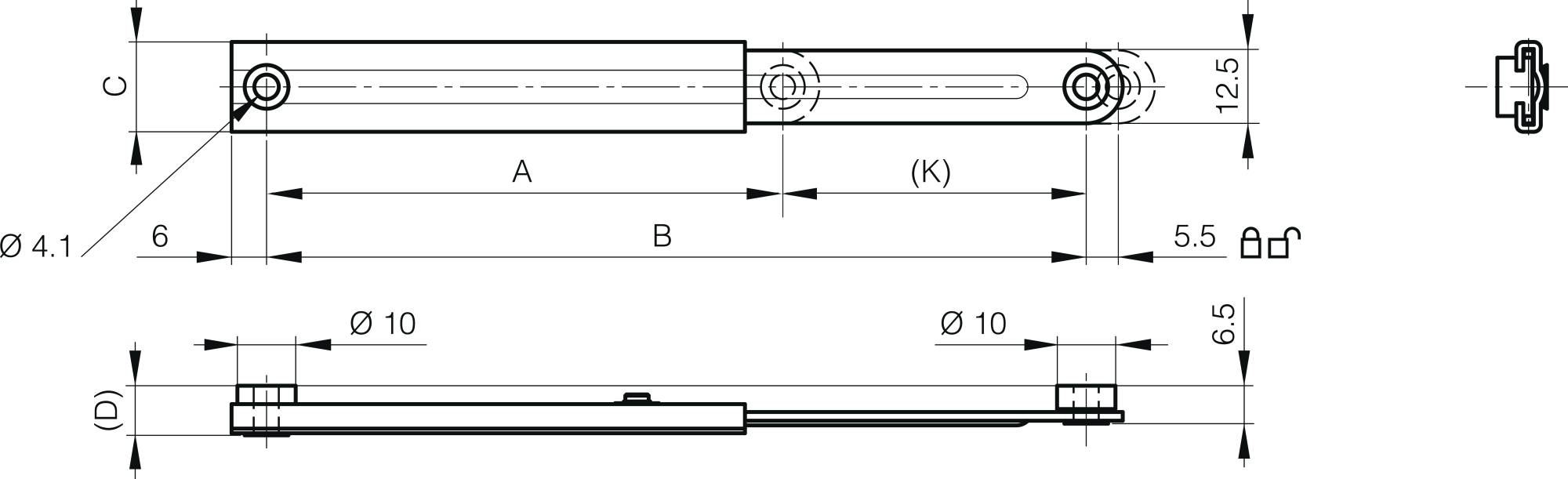 Support stays with automatic release - small size