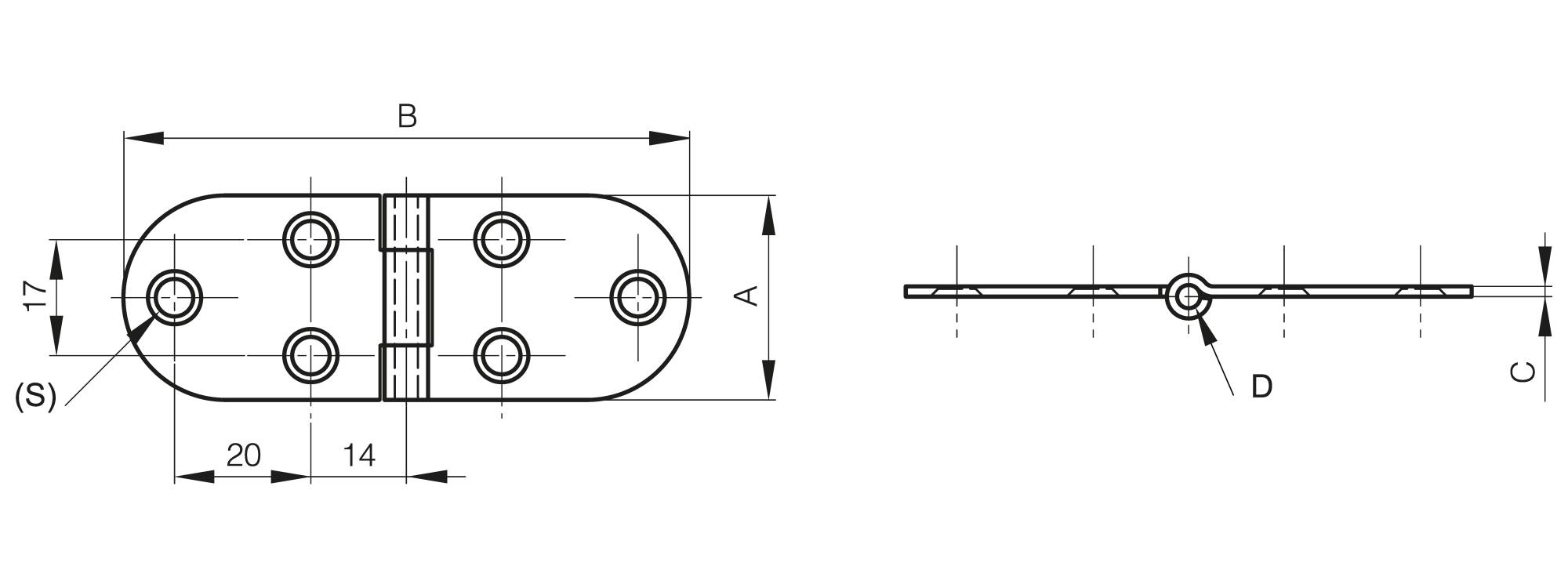 Hinge 30 x 83 mm