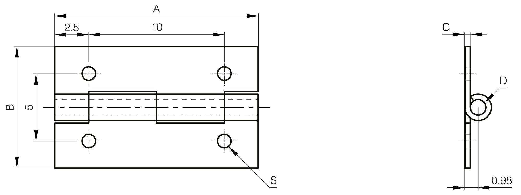 Mini Scharniere aus messingbeschichtetem Stahl 15 x 9 mm