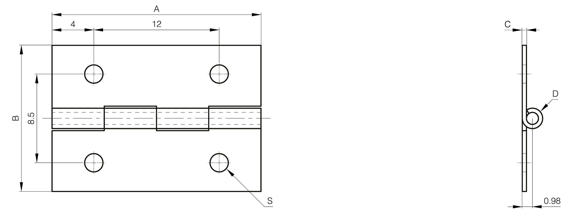 Mini Scharniere aus messingbeschichtetem Stahl 20 x 14 mm