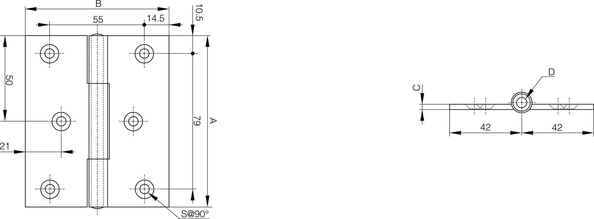 Scharnier 100 x 84 mm