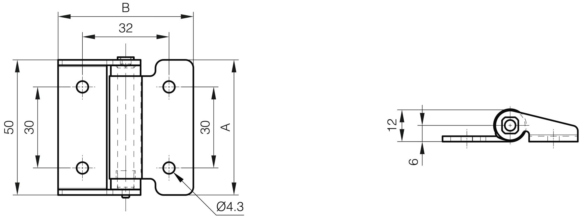 Charnière à friction en inox 2 N.m