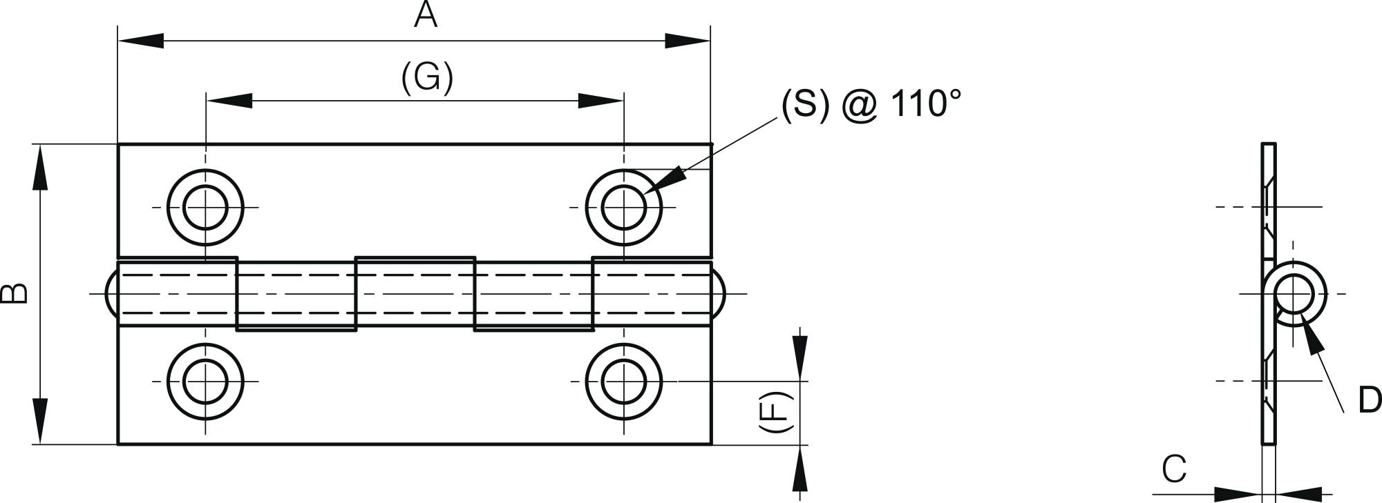 Scharnier 50 x 30 mm