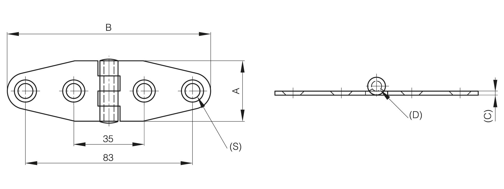 Scharnier 30 x 101 mm