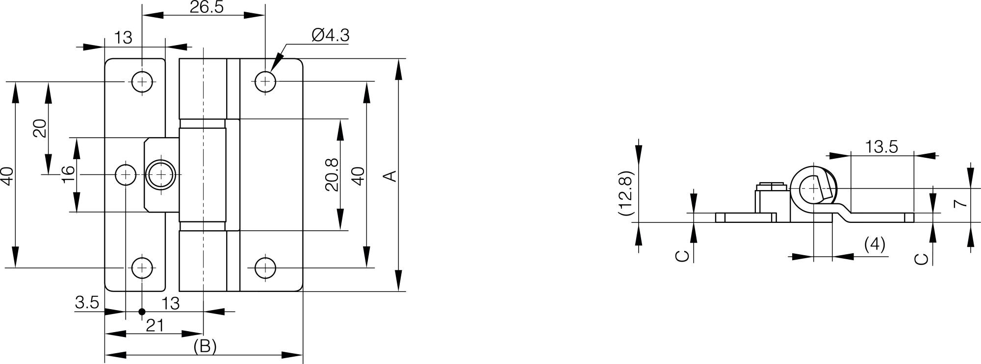 Charnière à friction inox - couple 1.9 N.m