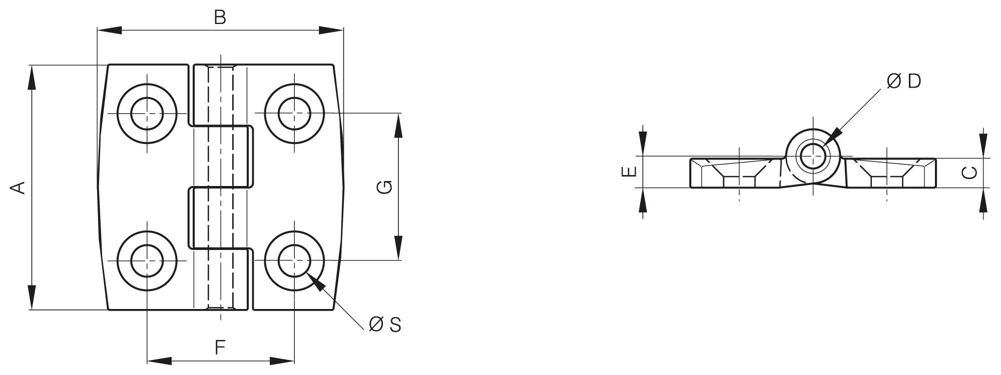 Quadratische Design-Scharniere mit Senkbohrungen