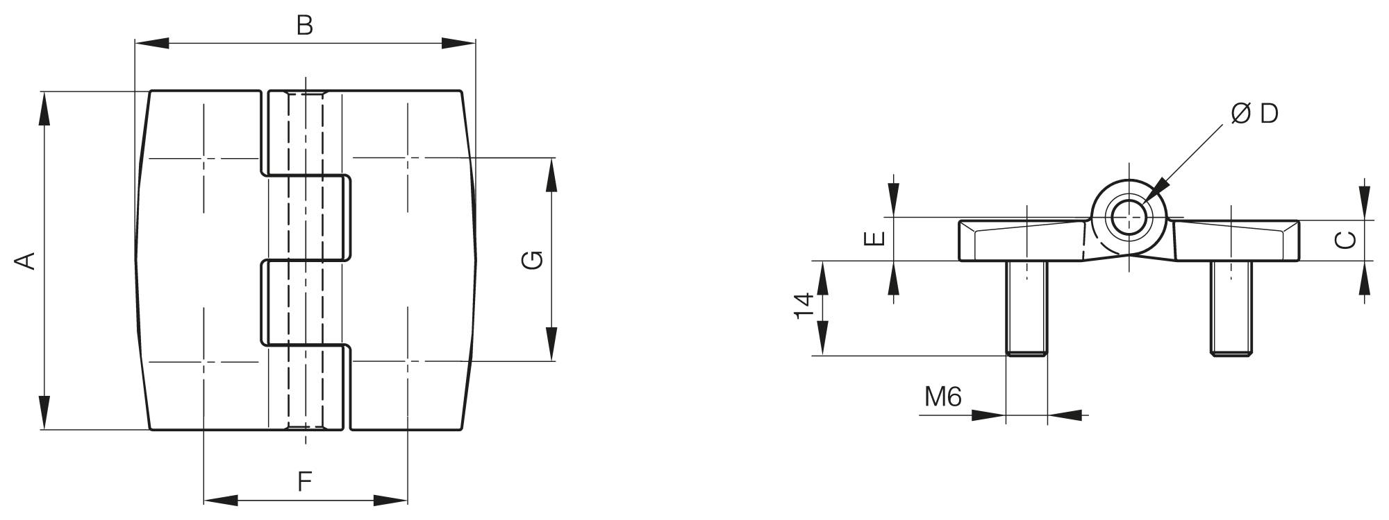 Quadratische Design-Scharnier mit Stiftbolzen