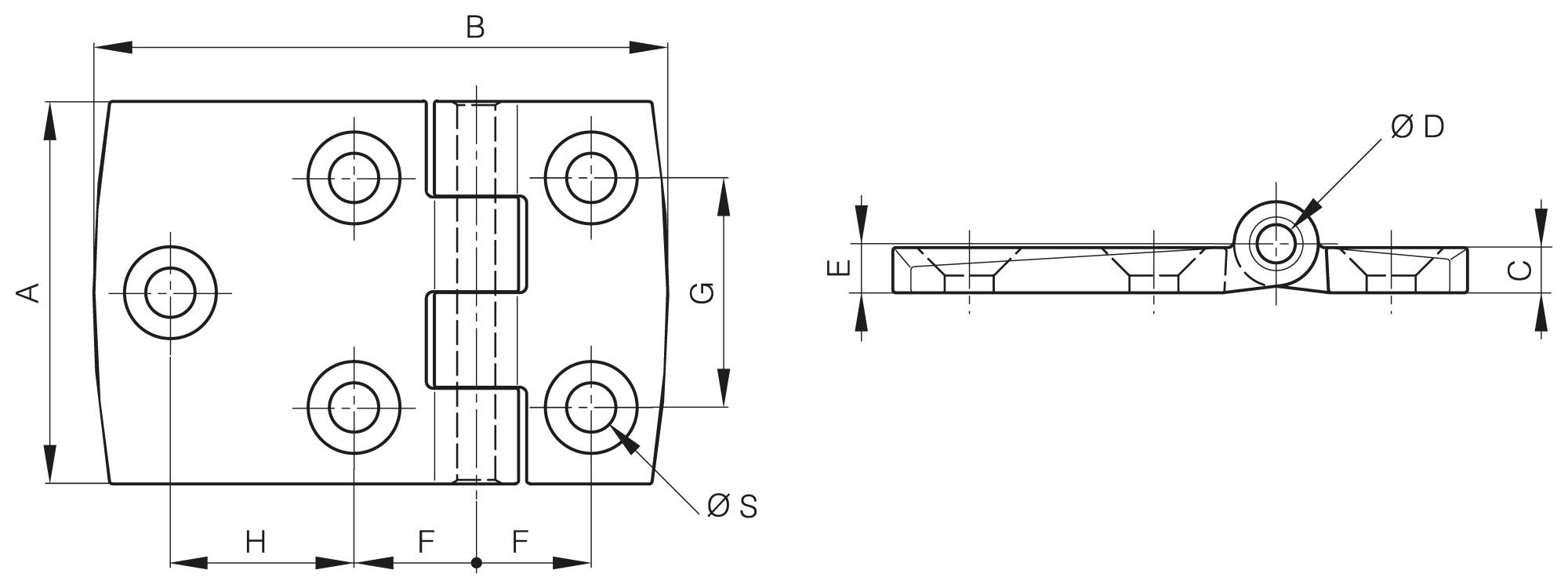 Asymmetrische Design-Scharniere
