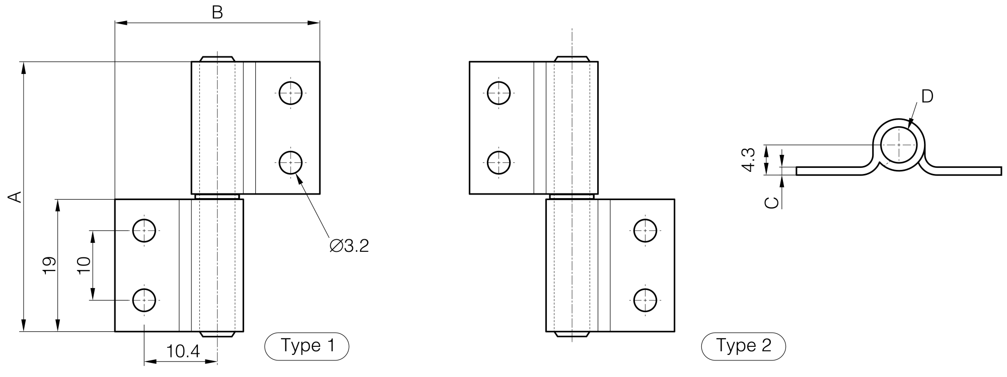 Element copié Kleine Friktionsscharniere - einstellbar