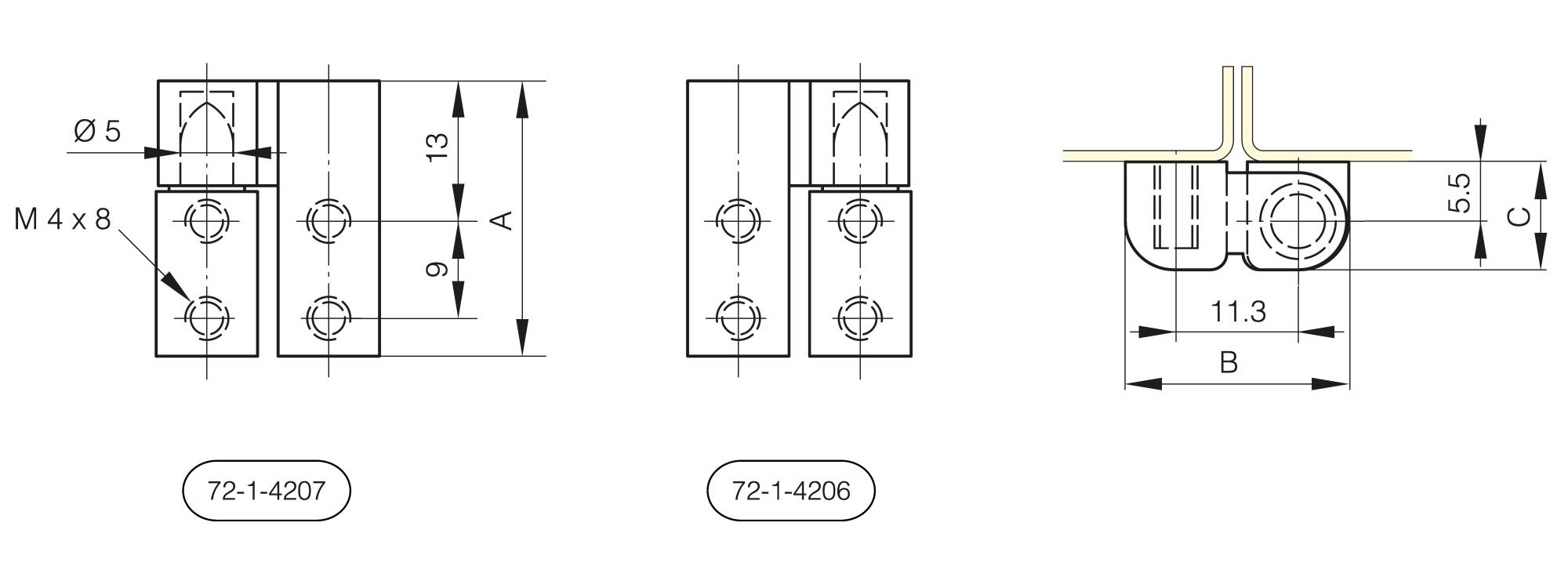 Zinc die-cast lift-off hinges 25.5 mm