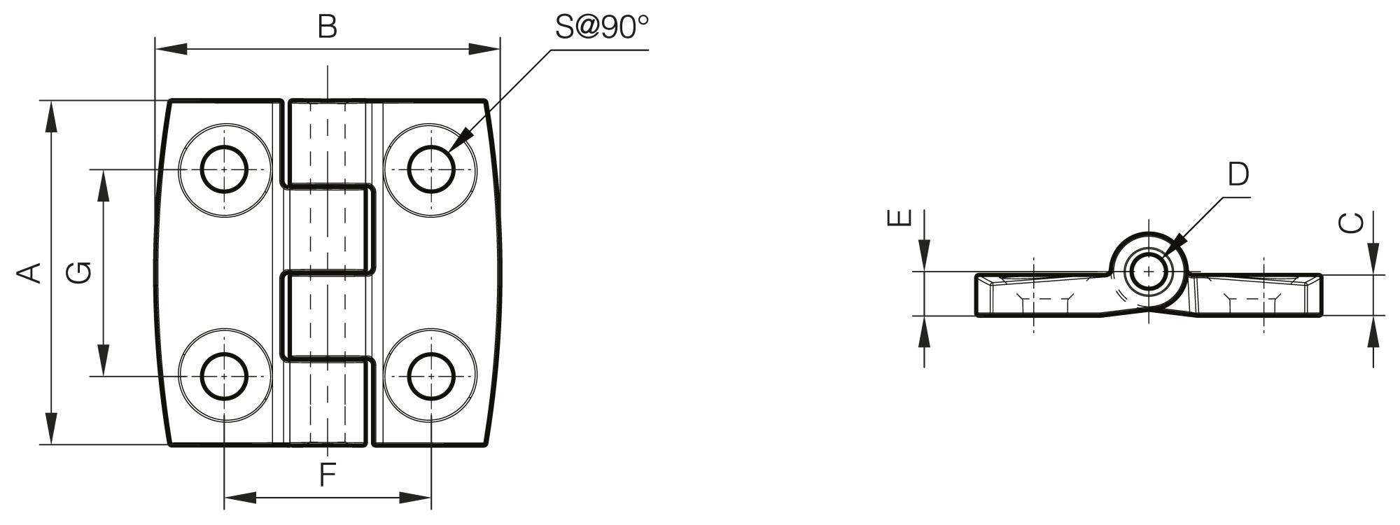 Design-Scharniere aus Edelstahl