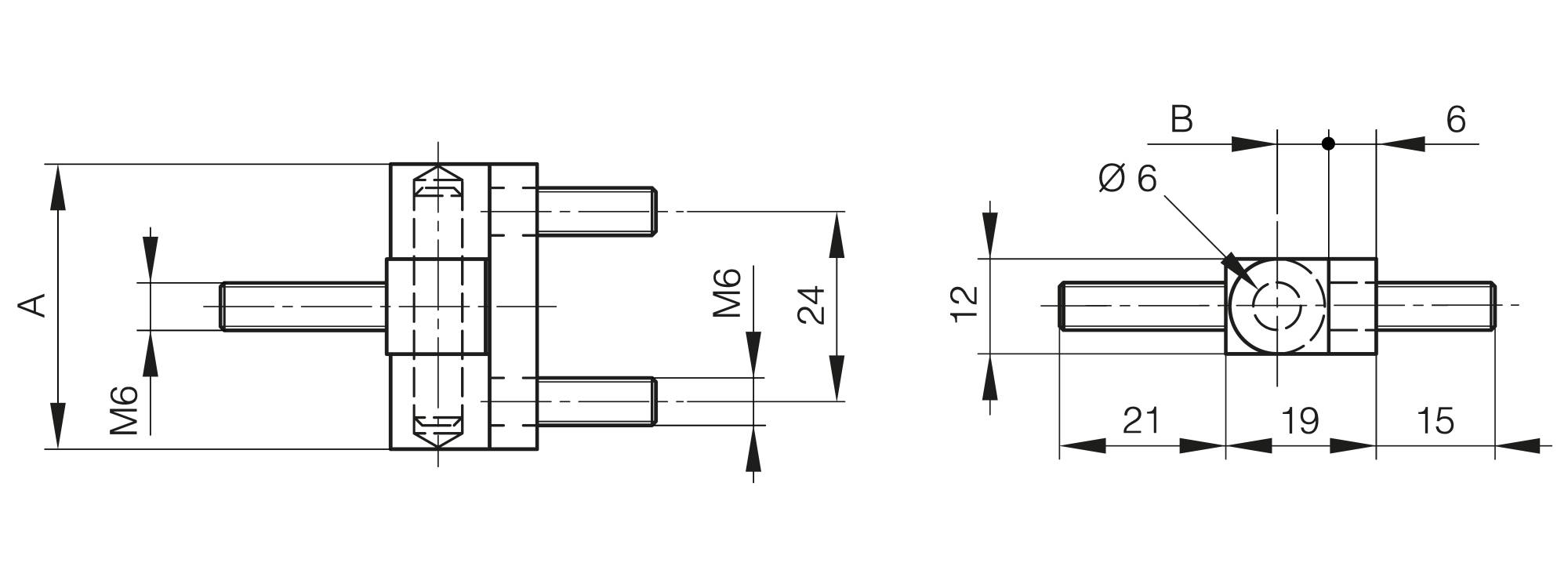 Bolt-on hinge in 3 parts with plate