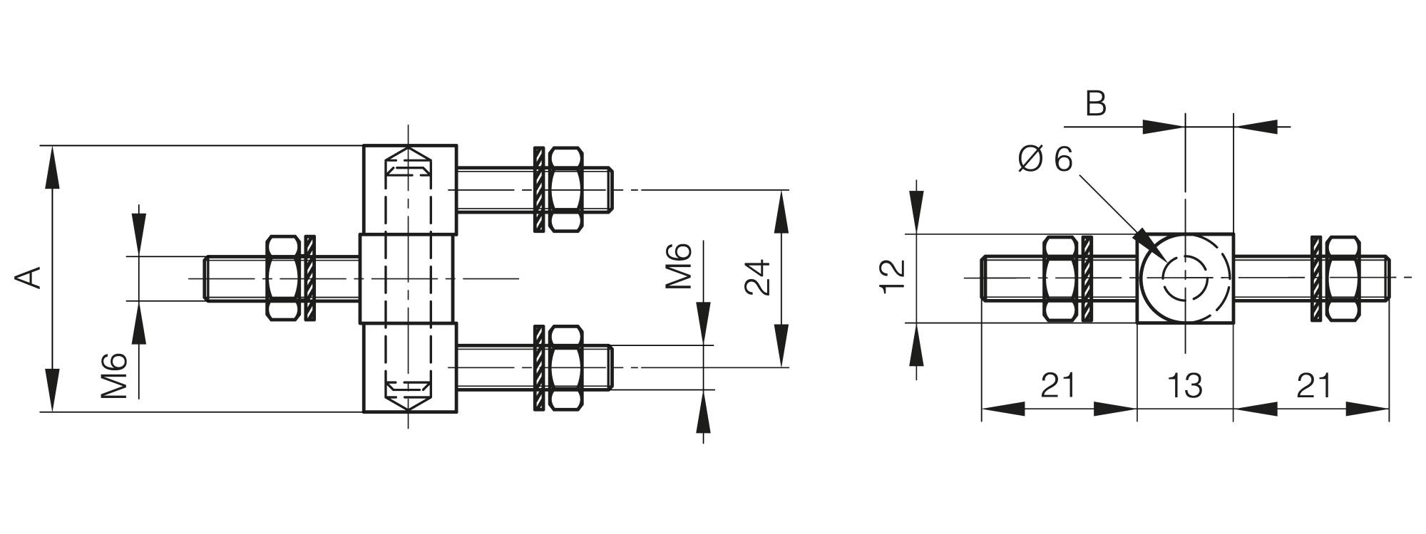Bolt-on hinge in 3 parts - 36 mm long