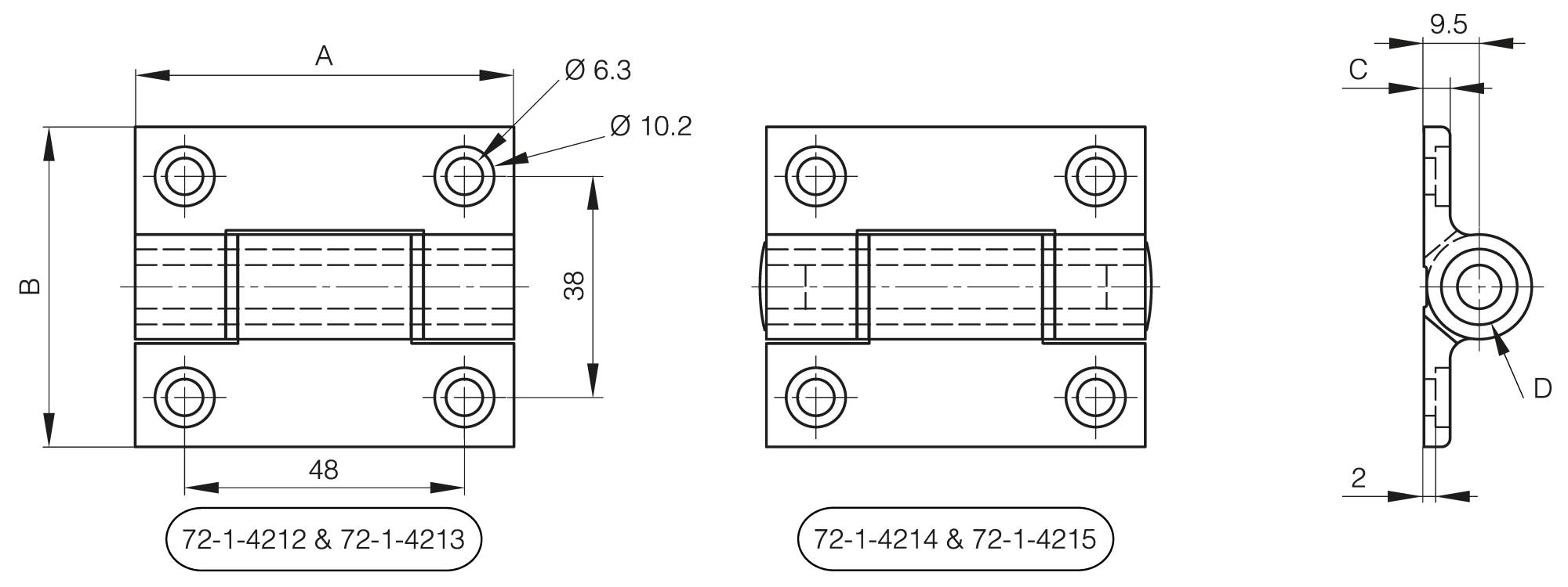 Aluminiumprofil-Scharniere - Durchmesser 13